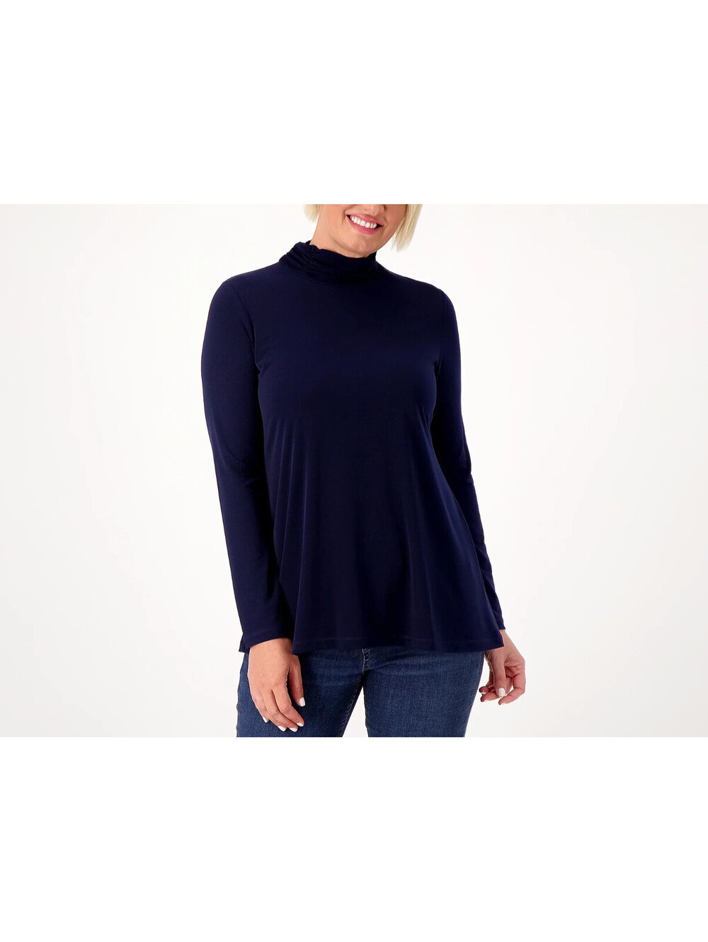 Susan Graver Modern Essentials Reg Liquid Knit A-Line Tunic P1X #30"